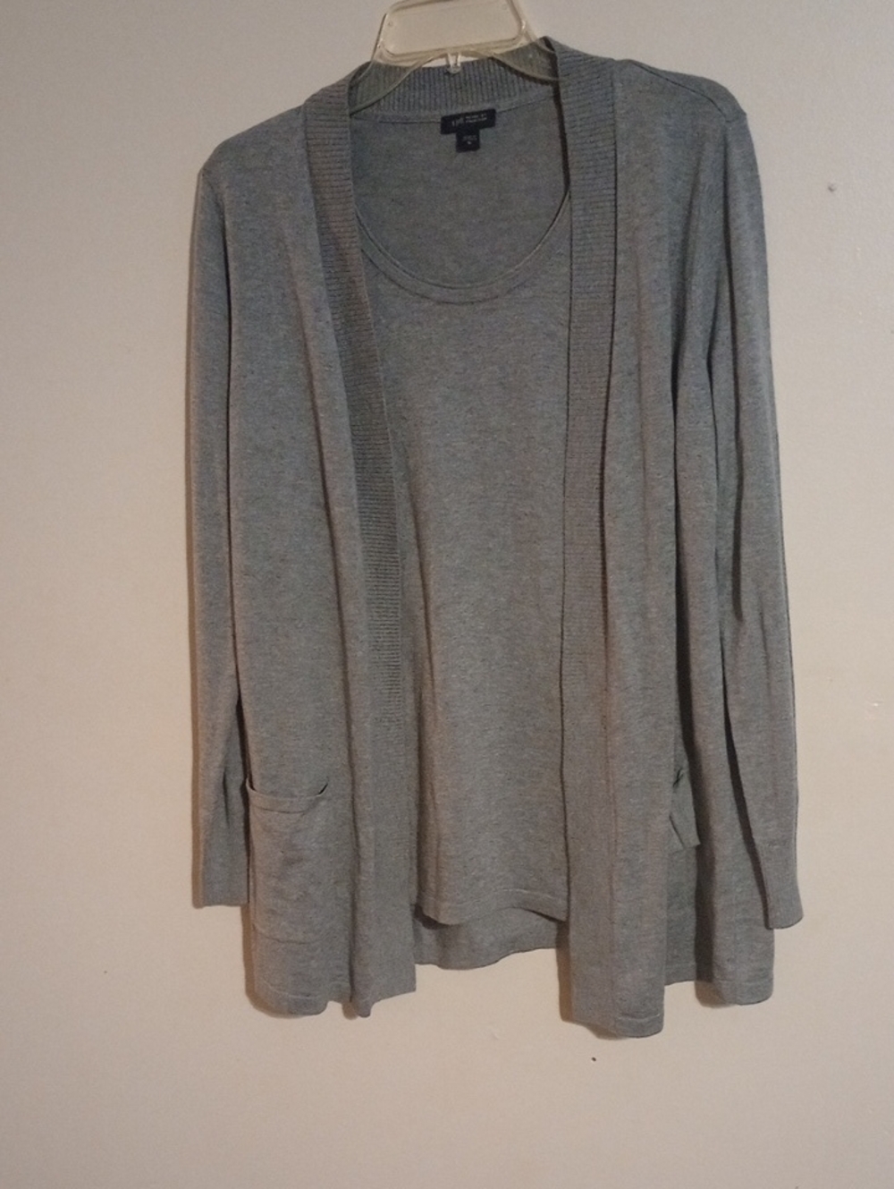 J. Jill Heather Gray Open-Front Vneck Cardigan with Scoop Neck Tee Size M